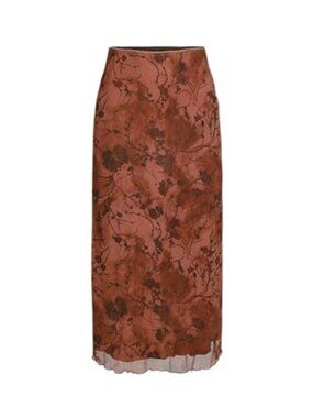 Womens Floral Mesh Midi Skirt High Waisted Boho Western Grunge Fall Outfit